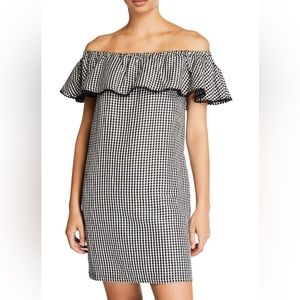Tommy Bahama Black & White Gingham One-Shoulder Ruffle Dress